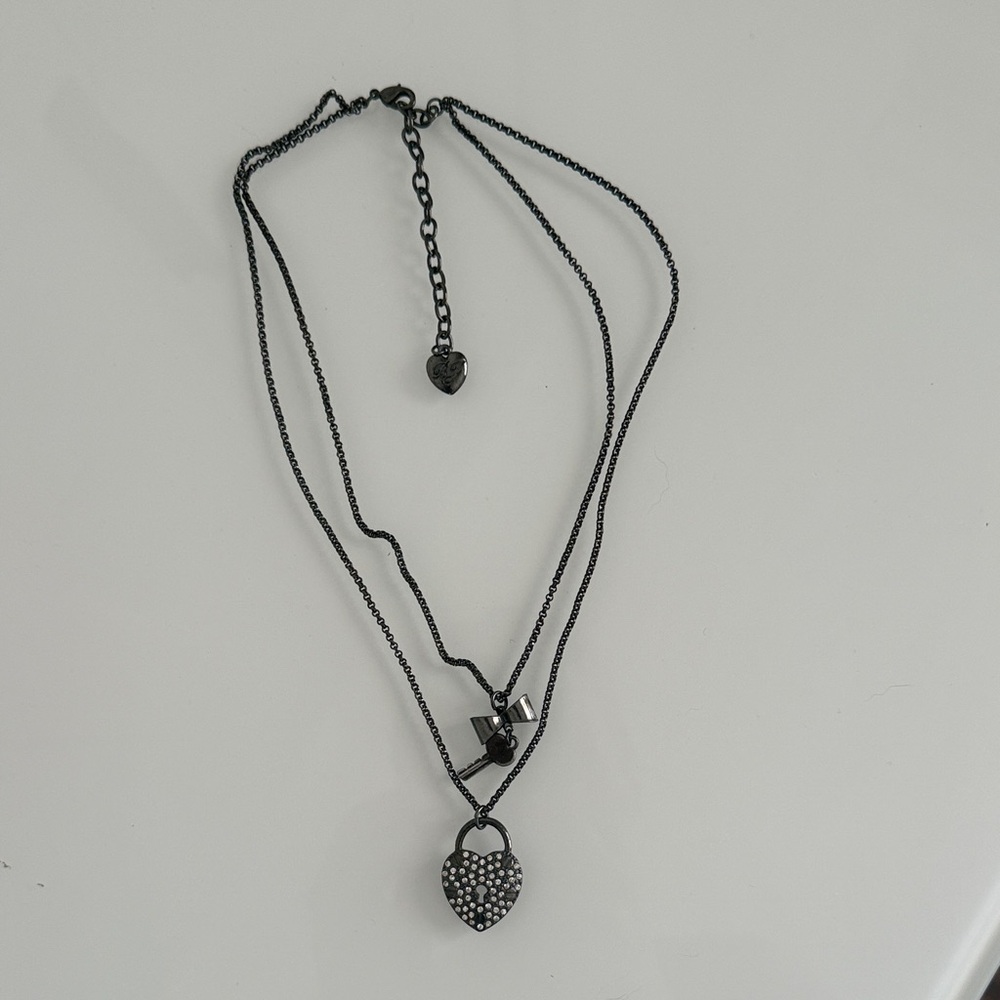Betsey Johnson Black Heart Pendant Necklace